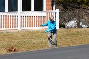 Betty Housden spruces up her lawn